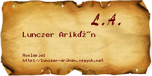 Lunczer Arikán névjegykártya